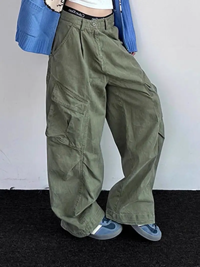 American Style Retro Multi-Pocket Design Sense Straight Overalls Loose Casual cleanfit Trousers for Men and Women