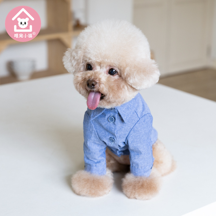 Only pet town autumn and winter gentleman imitation denim shirt pet clothes cat and dog clothing pet clothing teddy manufacturers