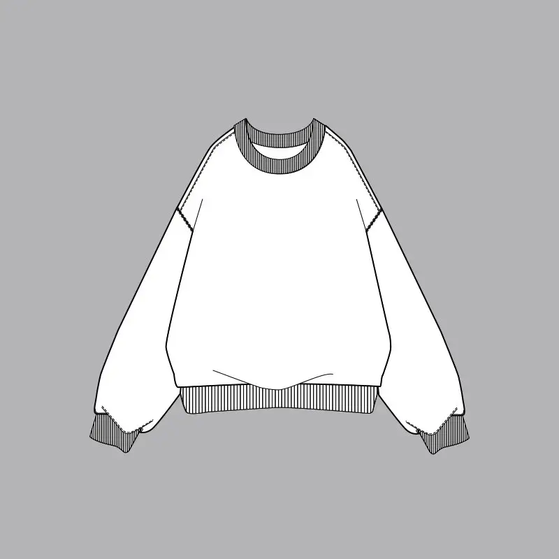 四色胸前小标圆领卫衣 - 米 528813（ZN）