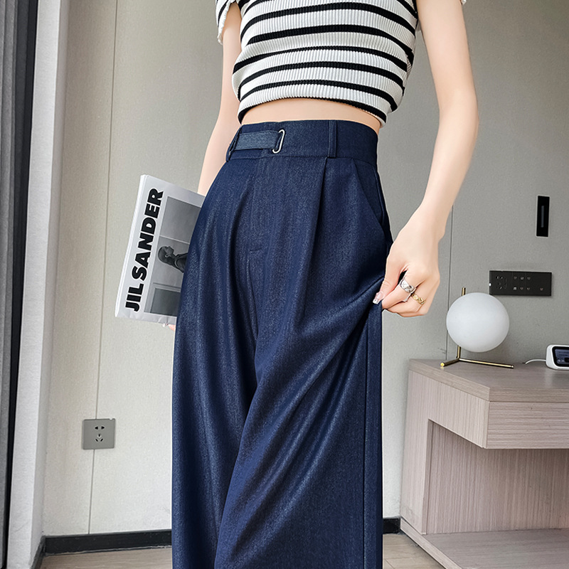 Tencel Jeans for Women 2026 Summer New High-Waisted Slimming Drapey Pants That Cover the Body, Suitable for Petite Figures, Ice Silk Wide-Leg Long Pants Trendy