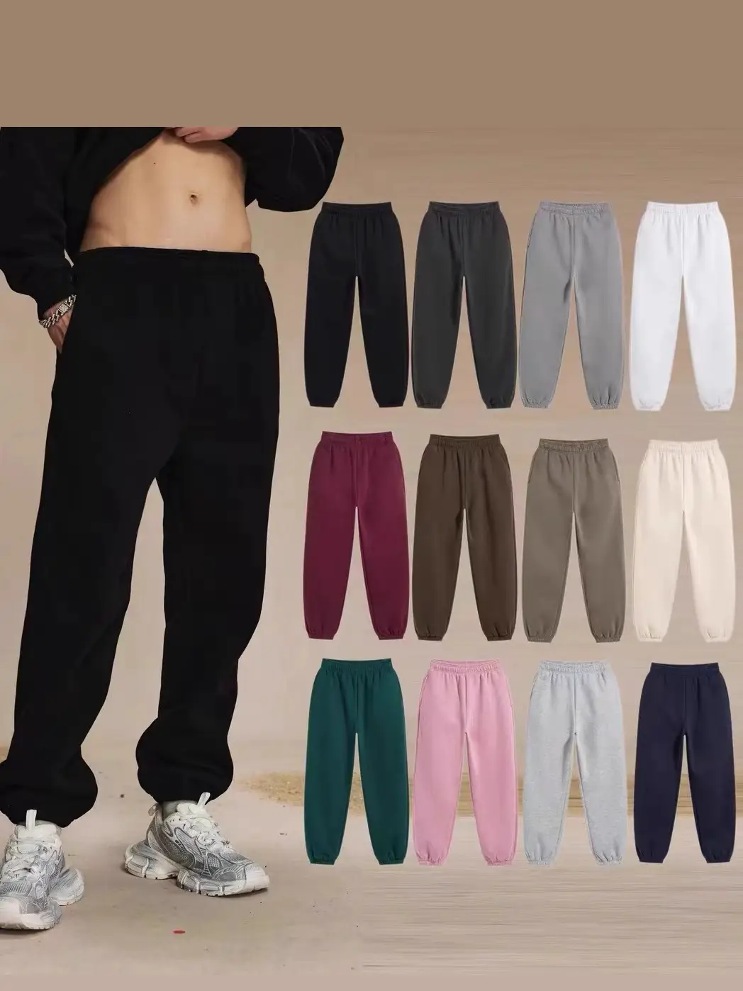 Cleanfit Heavyweight American-Style Fleece-Lined Thickened Sweatpants Versatile Casual Unisex Jogger Pants