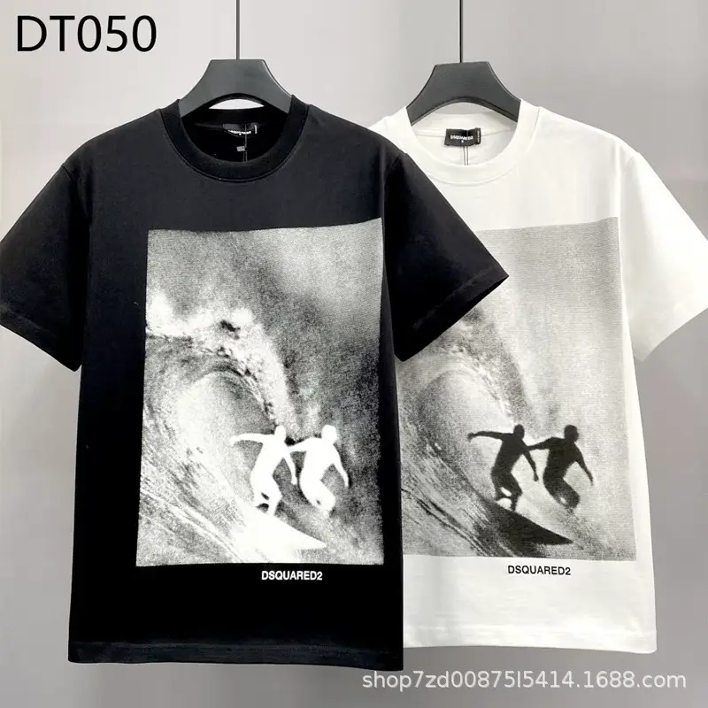DT050 micro wide version loose DSQ short sleeve T-shirt 240g cotton round neck T men's short sleeve top cross-border half sleeve T