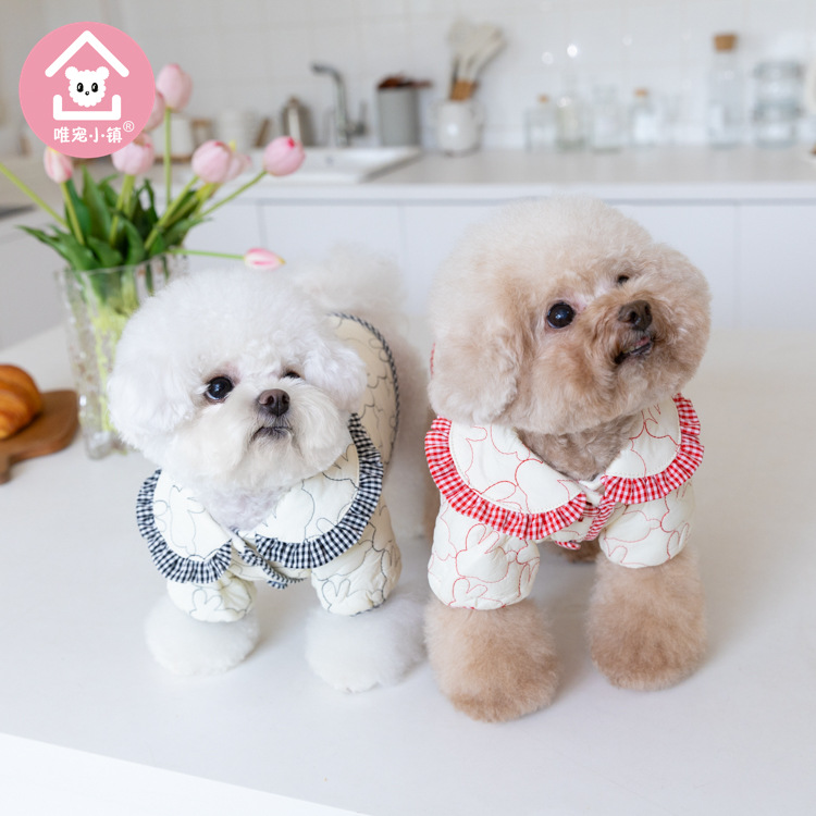Only pet town autumn and winter embroidered cotton-padded coat cute warm coat cat and dog clothing pet clothing teddy clothing manufacturers