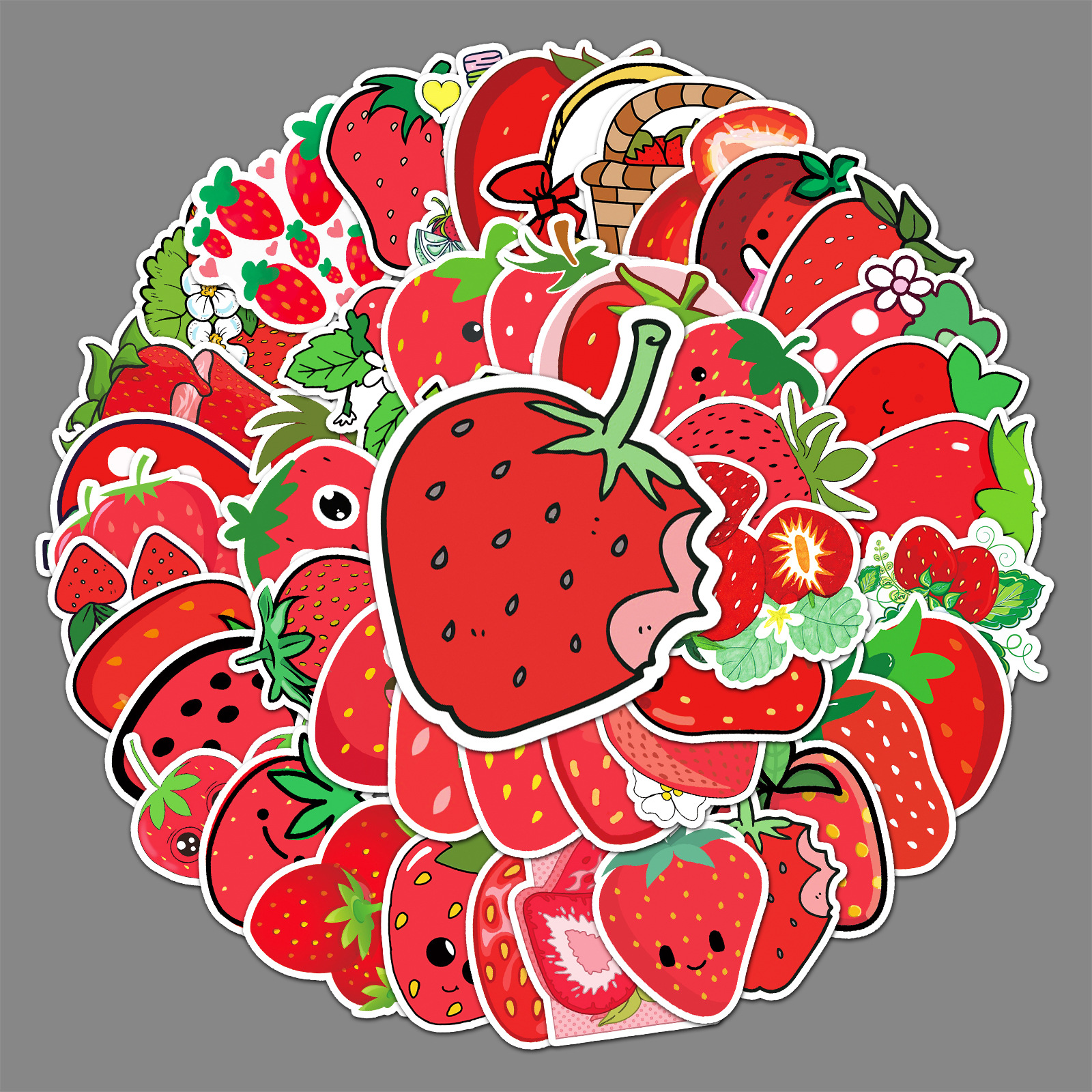 50 Strawberry Graffiti Personality Cross-border Cartoon Fruit Children Goo Card Creative DIY Skateboard Luggage Sticker