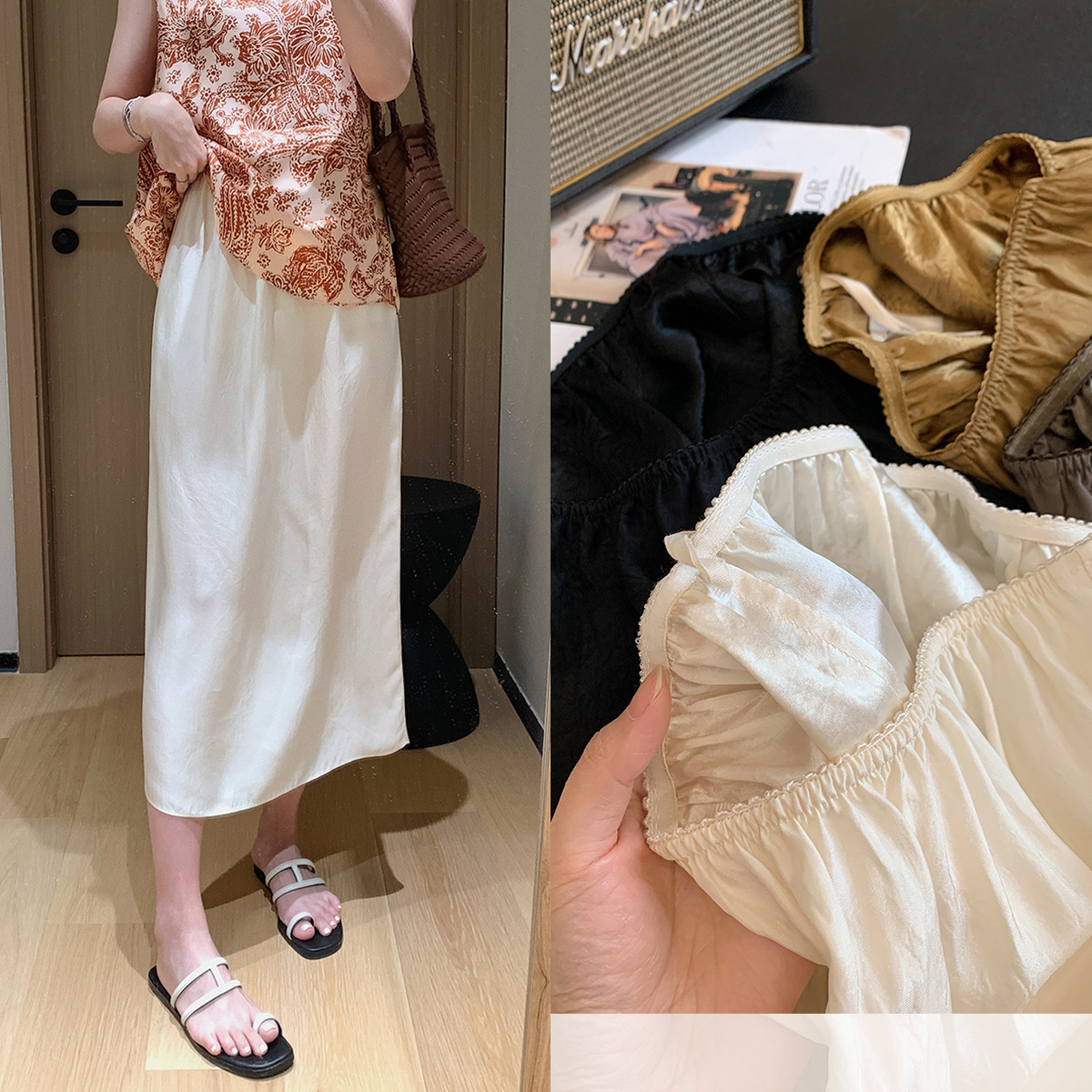 Back Slit Straight Skirt 100 Acetate Skirt! Acetate Satin 2025 New Summer Style Comfortable Elegant Skirt