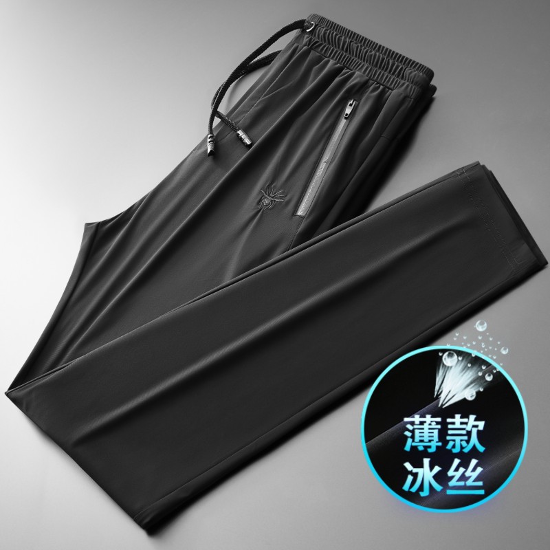 Summer Thin Casual Pants Men's Ultra-thin Breathable Dad's Ice Silk Pants Loose Straight Middle-aged Men's Sports Pants 82