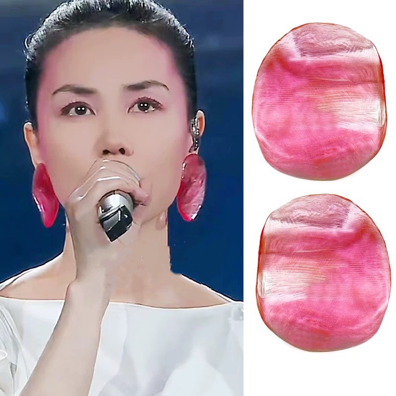 Faye Wong with pink shrimp earrings 2025 year of the snake Spring Festival earrings Europe and the United States exaggerated high-end earrings wholesale