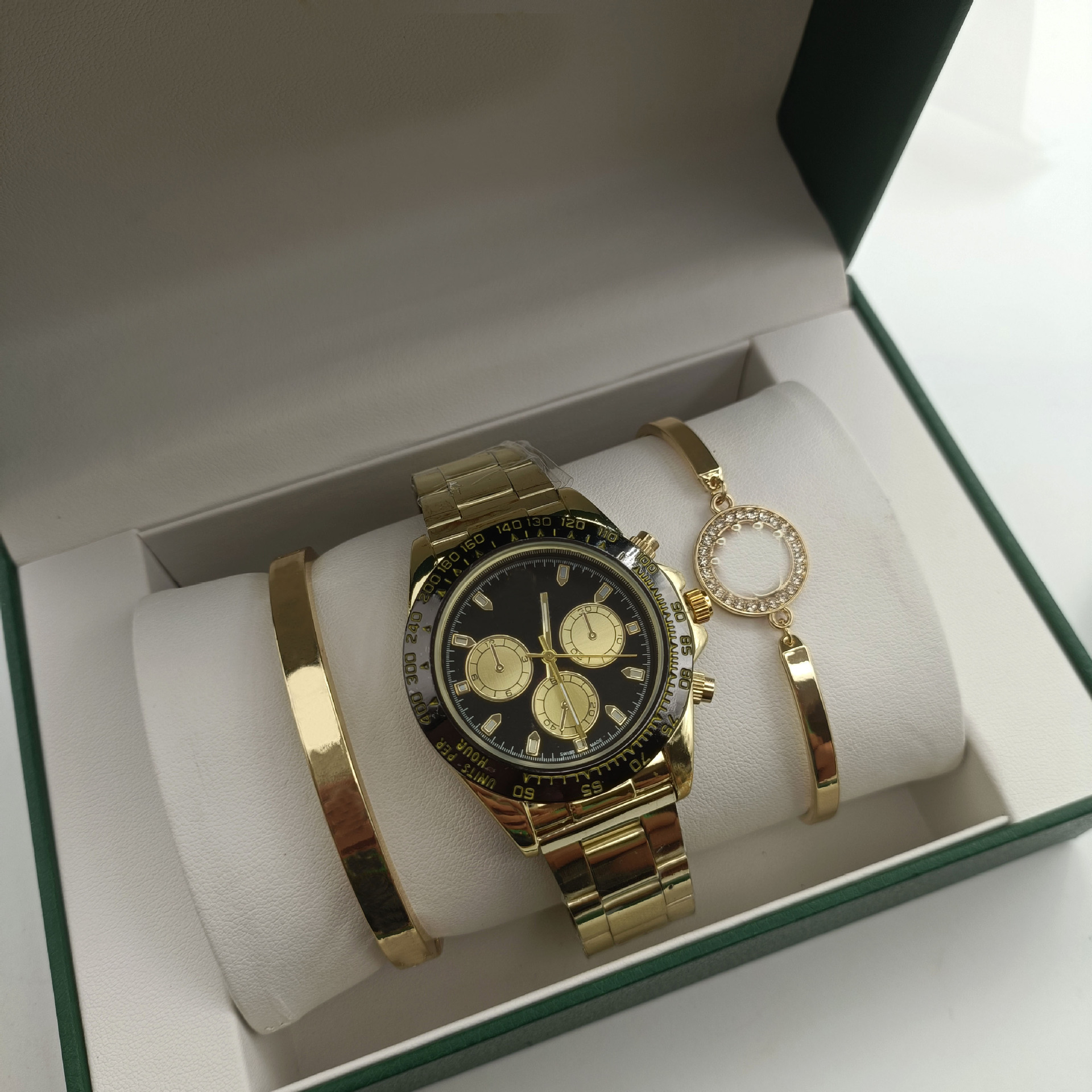 3-Piece Set of Swiss Fashion Business Watches for Men, Waterproof Steel Strap Watches, Multifunctional Men's Watches, Cross-Border Supply Wholesale