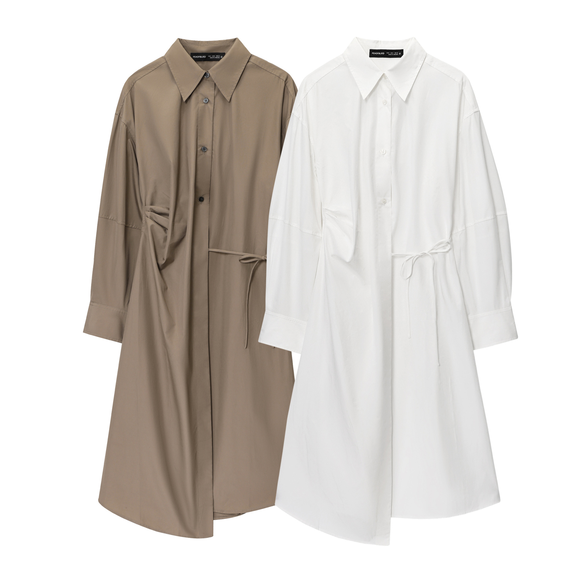 2025 New Summer Style European and American Style Cotton Shirt-Style Asymmetrical Lace-Up Dress 1220418001