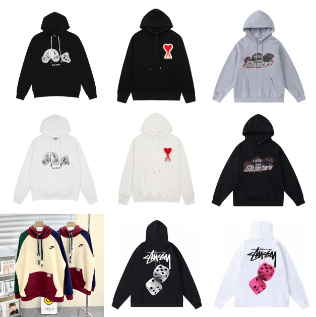 Palm Angels Bear Hoodie, Ami Paris Heart Hoodie, Stussy Dice Hoodie, Nike Colorblock Hoodie, Shooter Hoodie