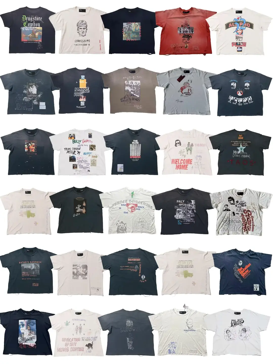Meichao Paly Hollywood 26Ss New Niche High Street Vintage Washed and Distressed Short-Sleeved T-Shirt ins
