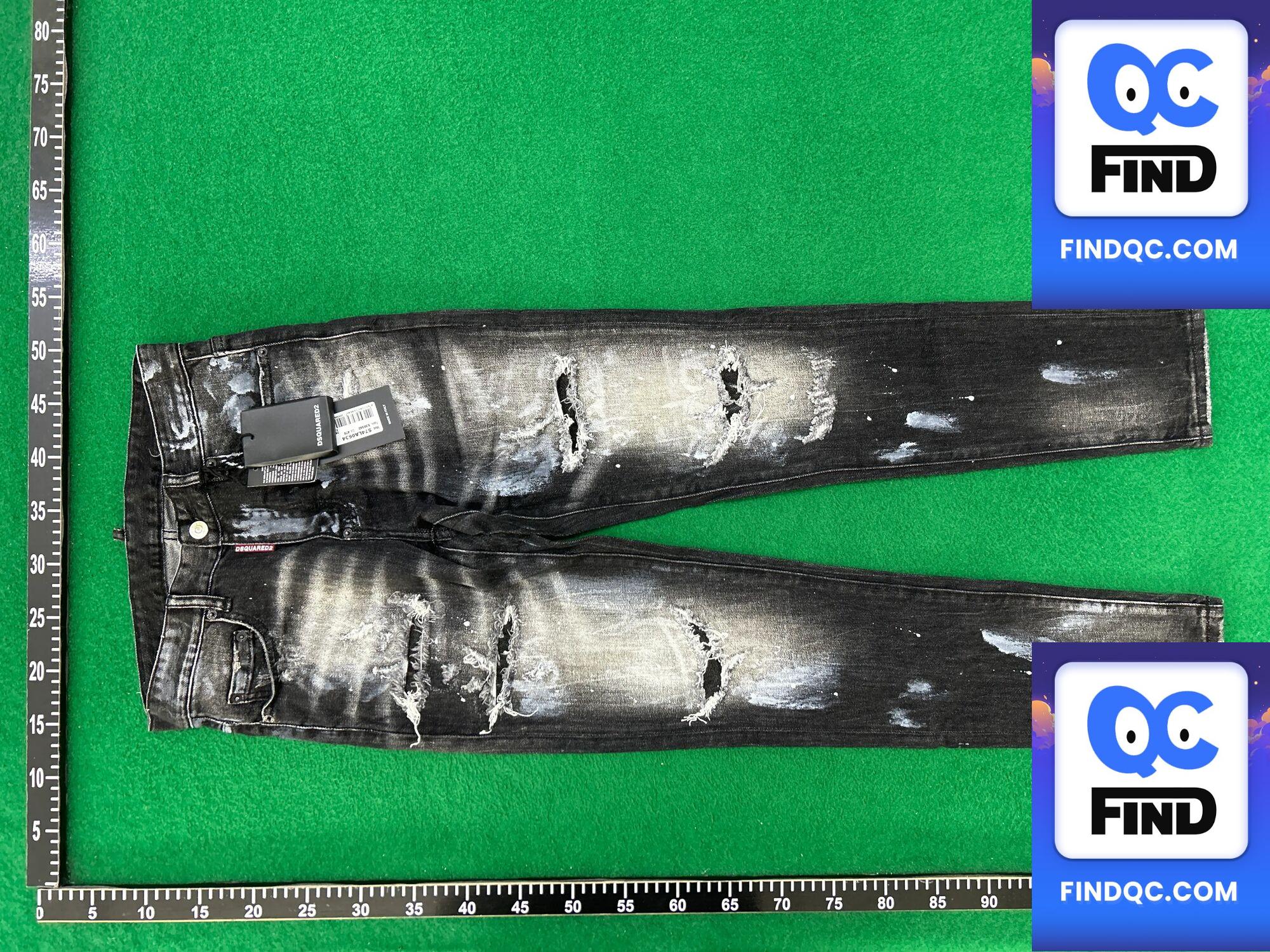 2026 Spring New Ripped Patch Black-Gray Mid-Waist Zipper Slightly Stretchy Slim Fit Straight-Leg D2 Jeans for Men QC