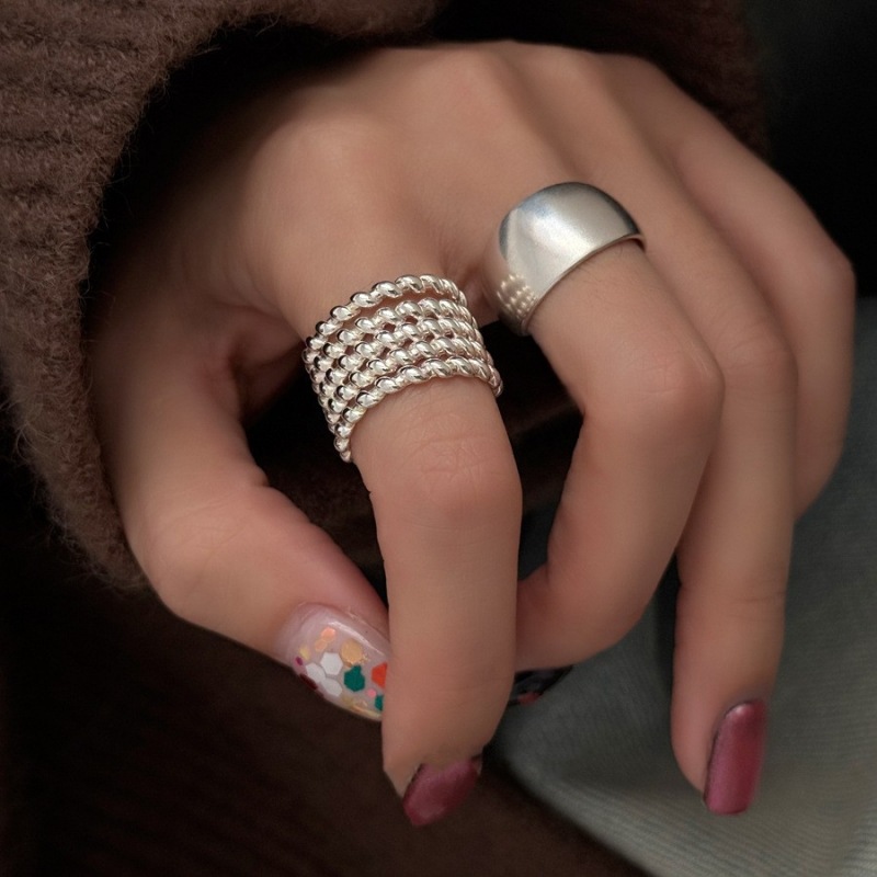 Multi-Layered Twist Ring for Women, Geometric Wide Edge, Asymmetrical, Versatile, Stacked Open Ring, Ins Style Niche Index Finger Ring