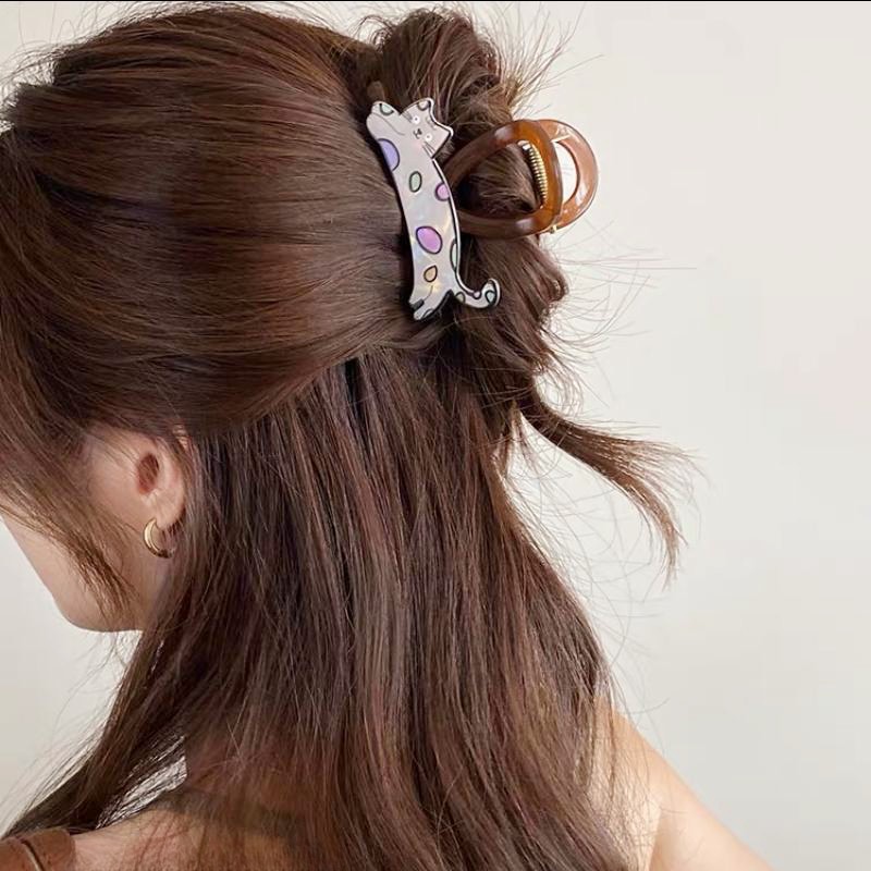 Cute personality cute puppy hair clip women's new high-end sense hair clip shark clip head tiara hair accessories