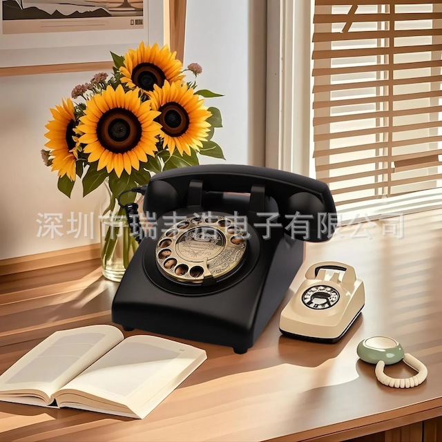 American Antique Telephone Rotating Classic Retro Machine Metal Mechanical Copper Ringtone Fixed Corded Telephone QC photo from 1688 on Qualit.ly