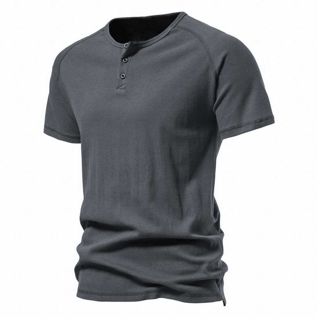 2023 foreign trade new Henry shirt men's short-sleeved T-shirt Henry collar retro cotton sports fitness European size T-shirt men