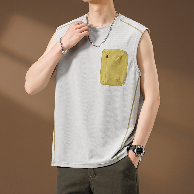 American-Style Trendy Brand Heavyweight Vest for Men, 2026 Summer Loose Sports Tank Top, Fitness Sleeveless Undershirt