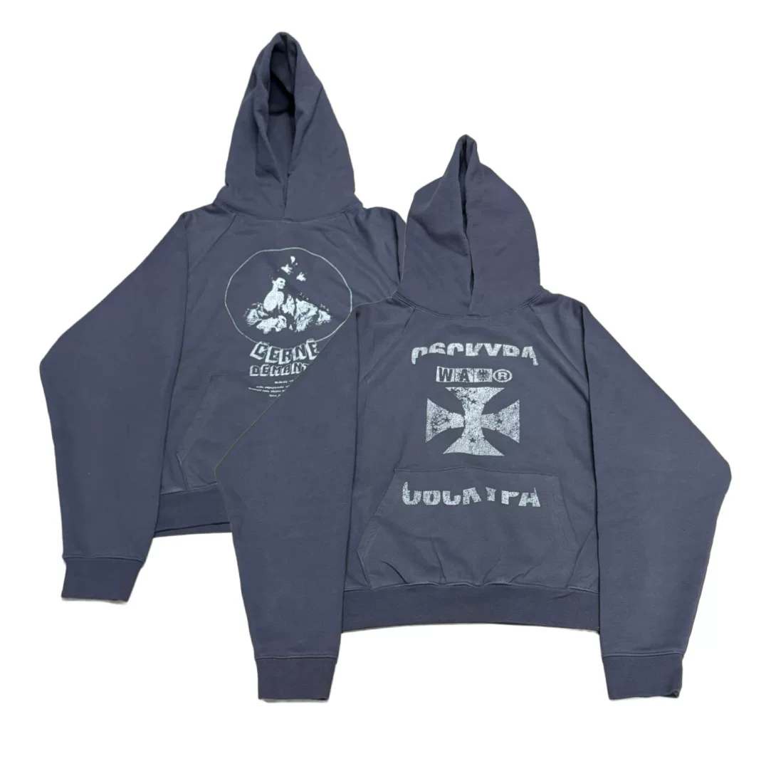 Heavenknows New Vintage470G with fleece raglan sleeves navy blue hoodie sweatshirt