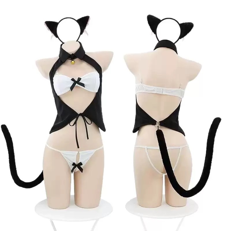 Plus-Size Erotic Lingerie, Seductive Uniform, Playful Little Wild Cat Two-Piece Set, Passionate and Provocative, No Need to Take Off, Pure Desire for Women in Bed