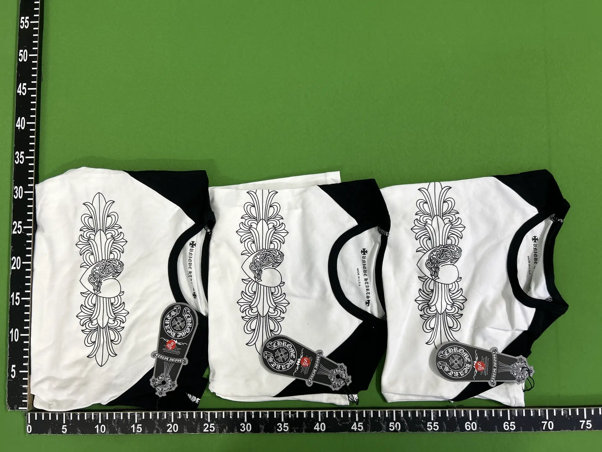 Chrome Hearts White Black Raglan Short-Sleeve T-Shirt