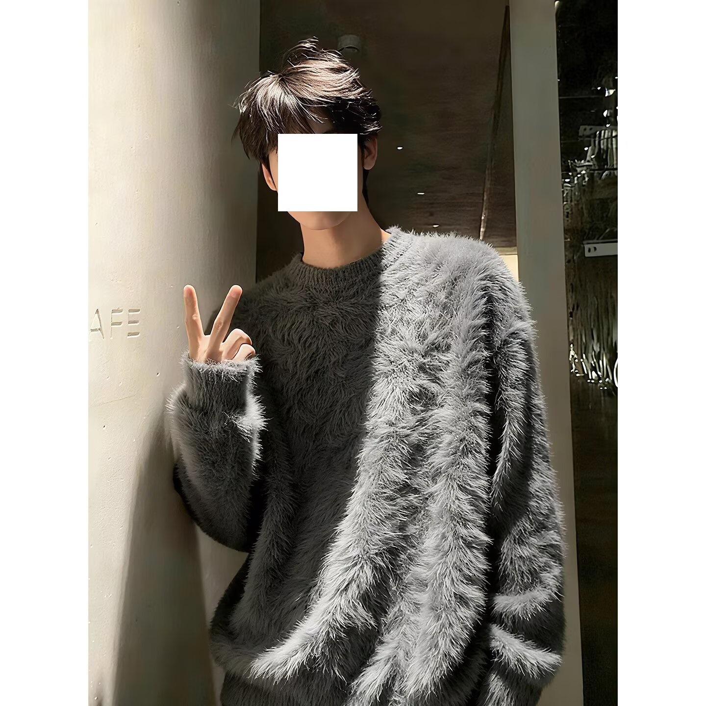 Mink Velvet Sweater for Men, Winter Inner Wear, Lazy Style Round Neck Knitwear, Mohair Soft and Waxy Sweater, Base Layer