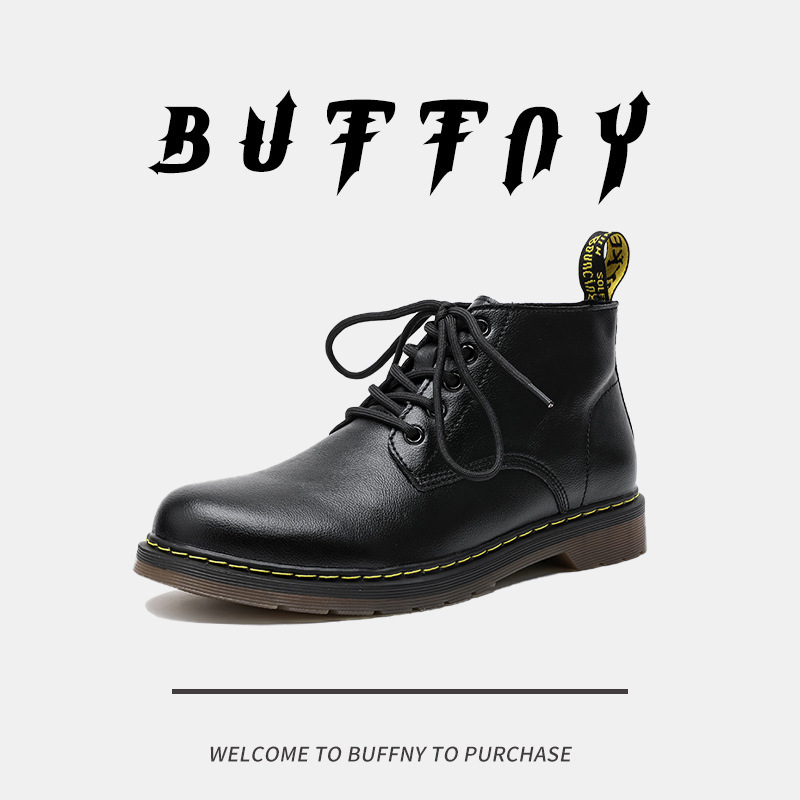 2026 Autumn New Versatile Youth Martin Boots Fashionable British Style Workwear Retro Genuine Leather Men's Biker Boots