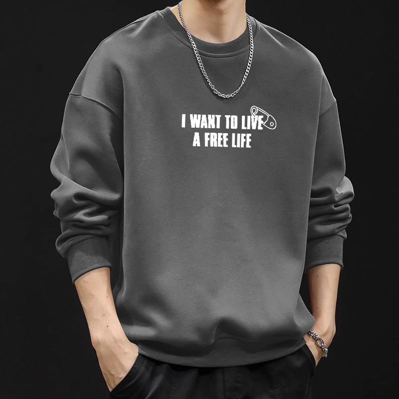 National Fashion American Sweatshirt Men's and Women's plus size Long-Sleeved Fat Men's Autumn and Winter Plus Fat Plus Thickening Trendy Couple's Round Neck