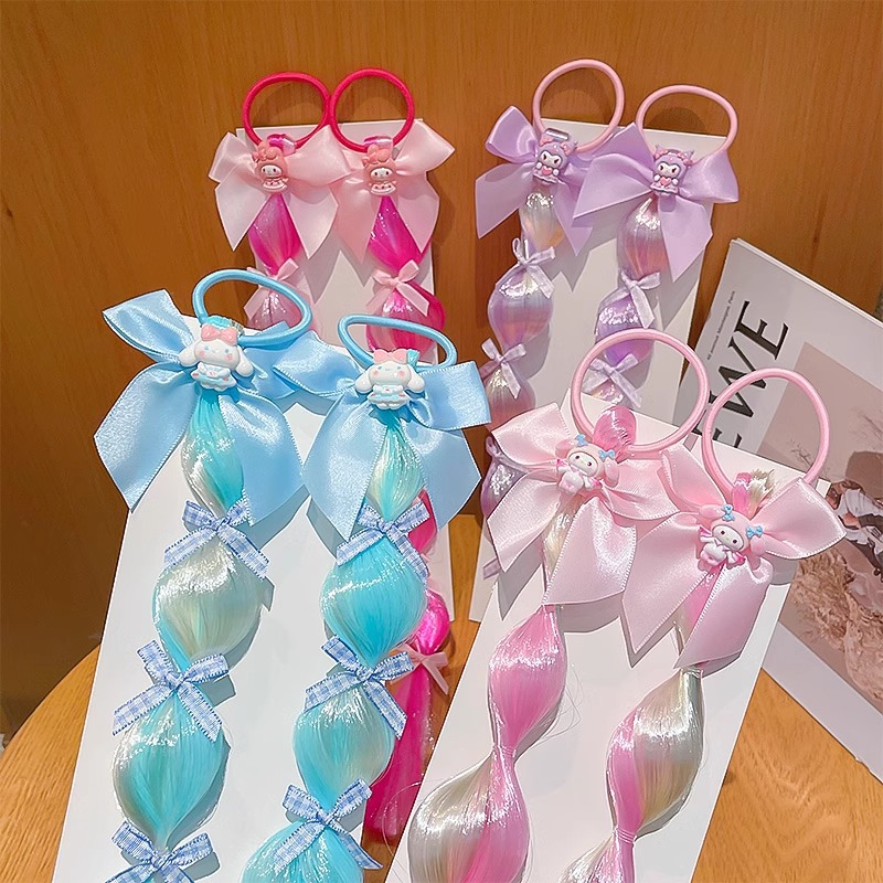 Kulomi Wig Braid Hair Ring Children's Hair Rope Little Girl's High Ponytail Head Rope Girl's Colorful Bubble Braid