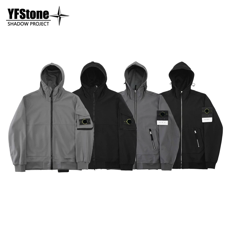 YFSTONE trendy brand stone new functional armband pocket charging soft shell jacket autumn and winter loose jacket