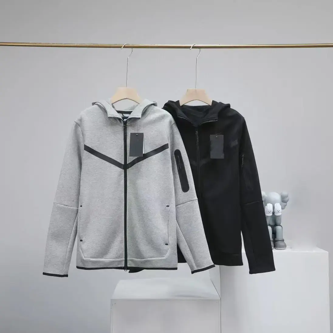 2024 Spring and Autumn Sports Leisure Two-color Knitted Hooded Zipper Men's 490 Jacket