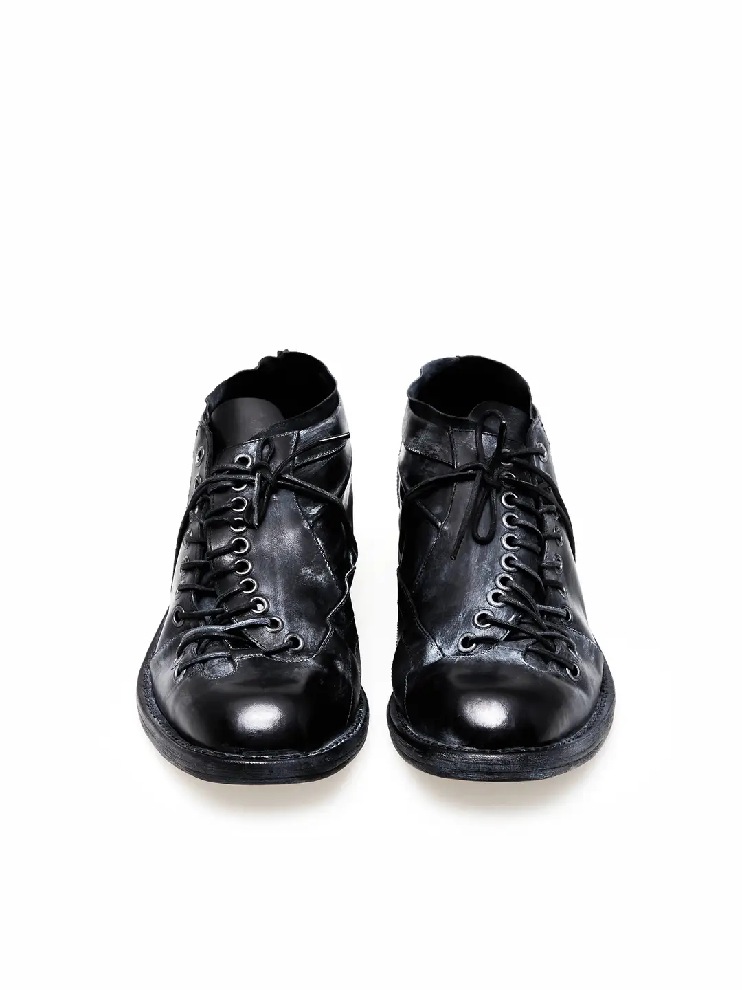 -Ttulf-Classic Full-Grain Leather Football Derby Low Ankle Lace-Up Distressed and Color-Treated Derby Leather Shoes