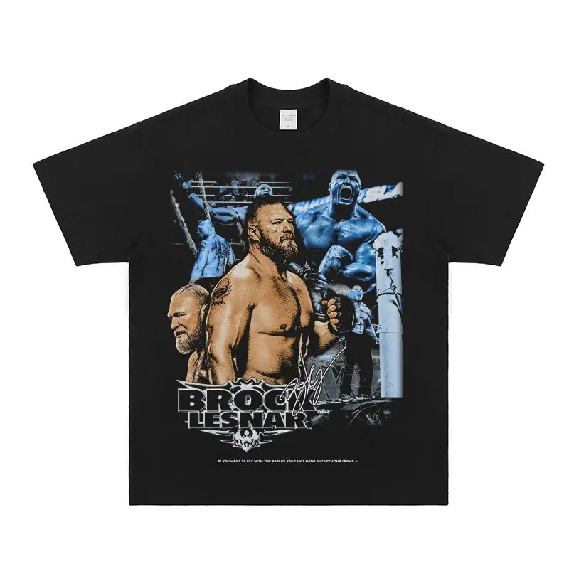 Wwe Professional Wrestling Brock Lesnar Printed Short-Sleeved Undertaker American Loose T-Shirt Austin Top