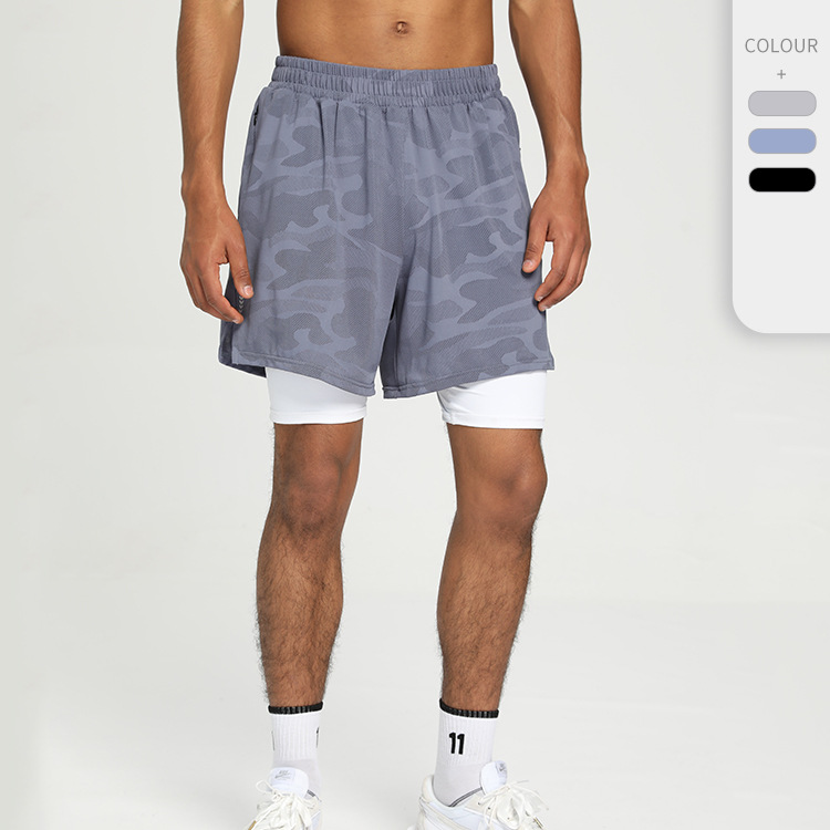Spot Camouflage Quick-drying Shorts Sports Fitness Amazon ebay Outdoor Stretch Fake Two-piece Anti-walking Half-length Pants