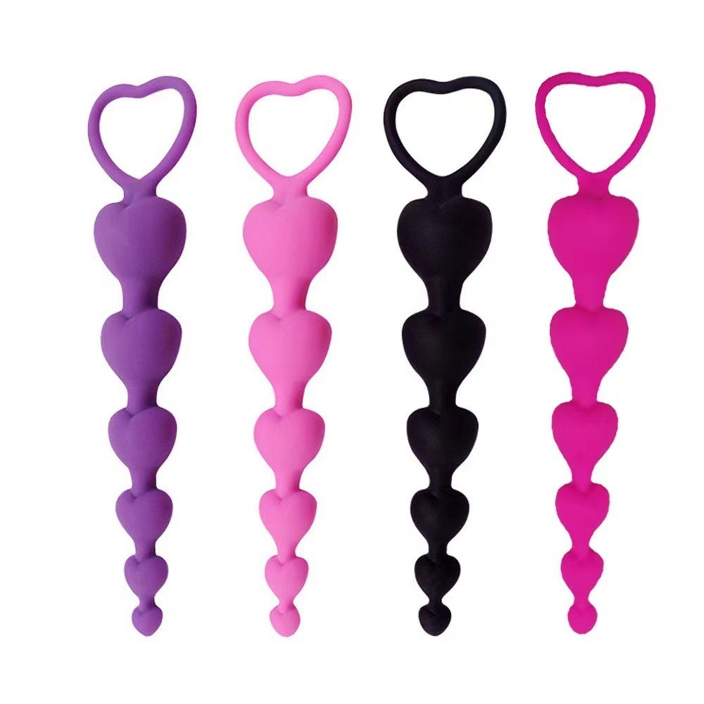 Heart-Shaped Silicone Anal Beads Anal Plug Male Anal Masturbation Device Female Toy Adult Products Erotic Massage Tool