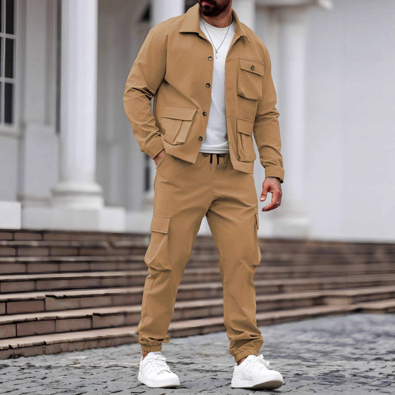 Cross-Border Large Size Retro Work Jacket Suit for Men, Spring and Autumn Style, Handsome and Trendy Tough Guy Hunting Jacket for Men