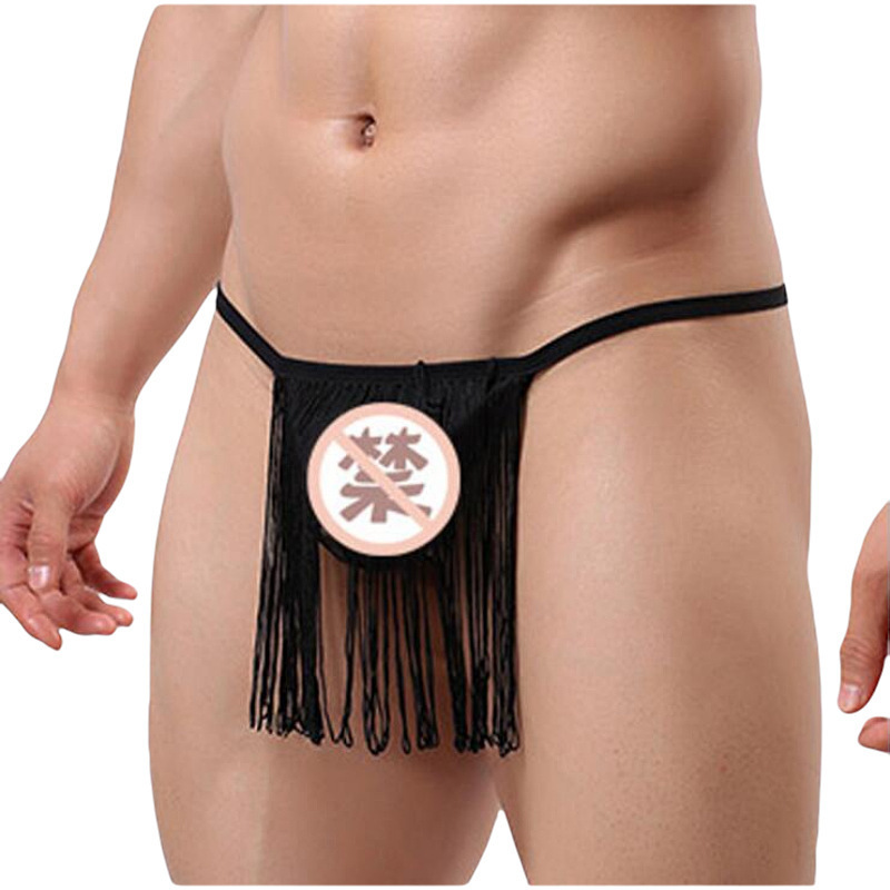 Men's Sexy Tassel T-shaped Sexy Underwear Pseudo-Niang Underwear JJ Blow Bag Perspective Mesh Underwear