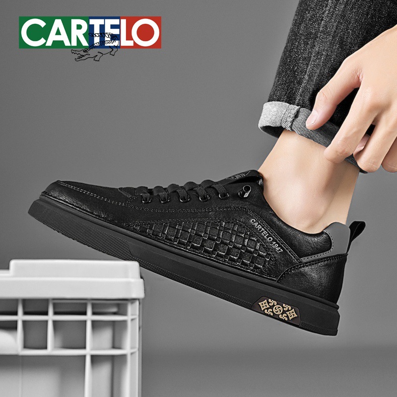 Cardile Crocodile Men's Shoes Summer Cut Out Breathable Casual Sports Sneakers Men's Spring & Fall White Leather Shoes