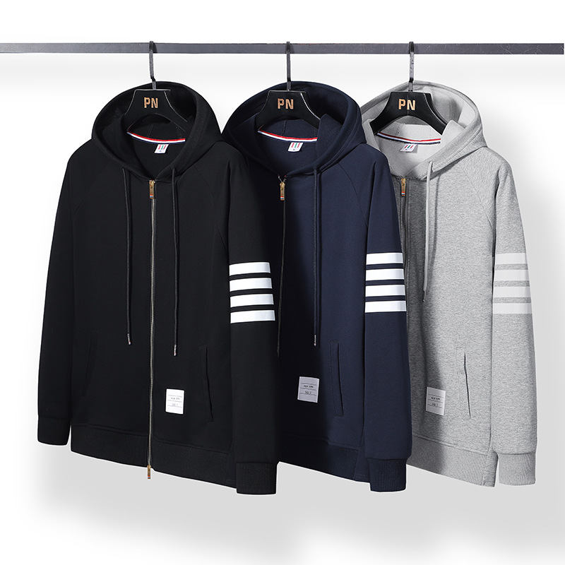 Thom Browne Four-Bar Zip Hoodie
