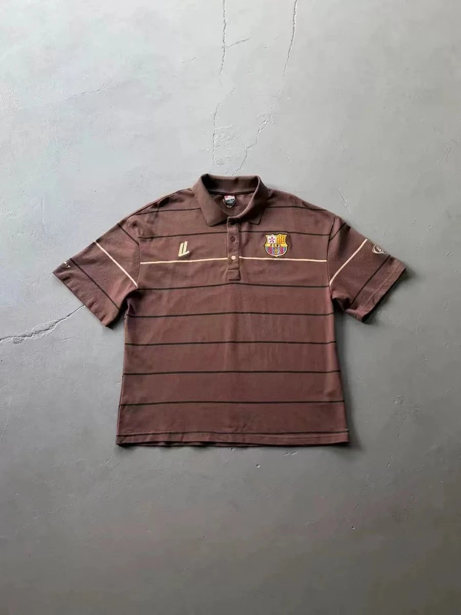 ultralight ultralightlondon American street stripe embroidered Polo shirt short-sleeved T-shirt t