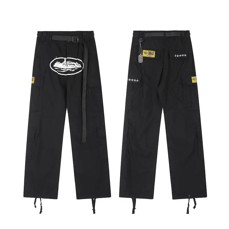 Corteiz Devil's Island Anniversary Commemorative Edition Five Star Embroidered Trendy High Street Multi Pocket workwear Style Casual Pants