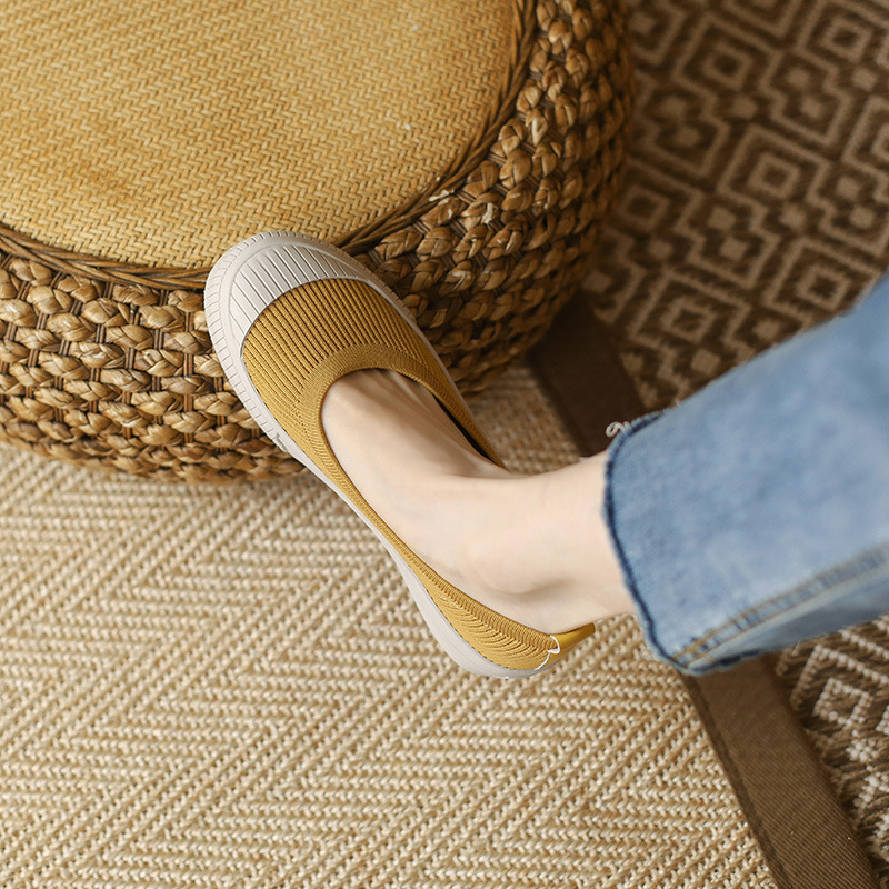 Japanese Princess Shoes Platform Shoes Women's Casual Sports Board Shoes Knitted Shoes Round-toed Shallow Mouth Loafers Women's Flying Shoes