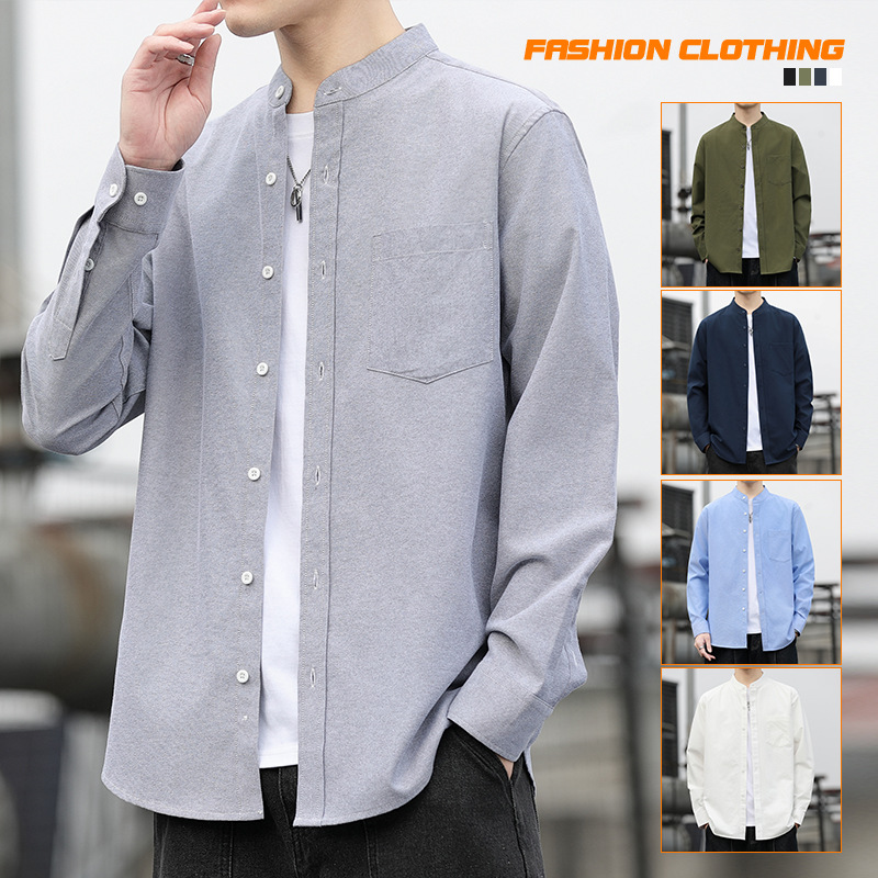 Men's Shirt 2025 Spring and Autumn Men's Long-sleeved Slim-fit Shirt Solid Color All-match Men's Business Casual Top