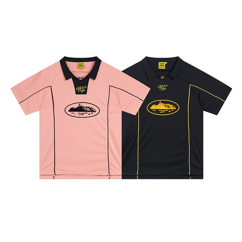 Summer Corteiz Alcatraz Island Letter Printing Stitching Men's and Women's Casual Sports Jersey Short-sleeved T-shirt Trendy Foreign Trade