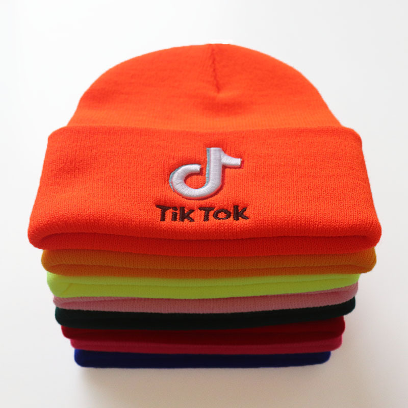 Tik Tok Tone Embroidered Knitted Hat for Men and Women Wool Hat Cold Hat Pullover Hat TikTok Autumn and Winter Warm Hat