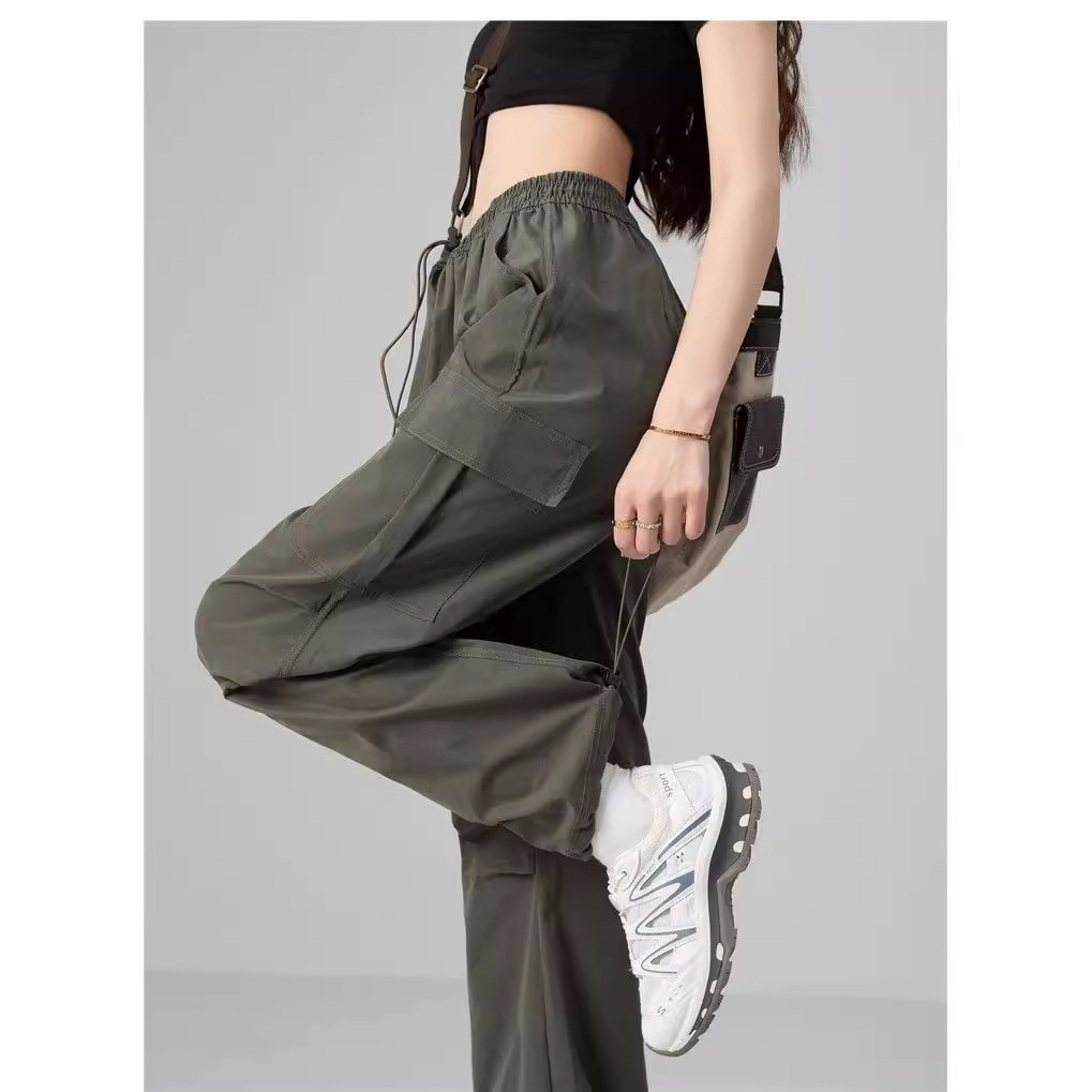 High-End Bf Style Work Pants for Women, Summer New Fashion Pocket Convertible Casual American Retro Work Pants, Sports Pants