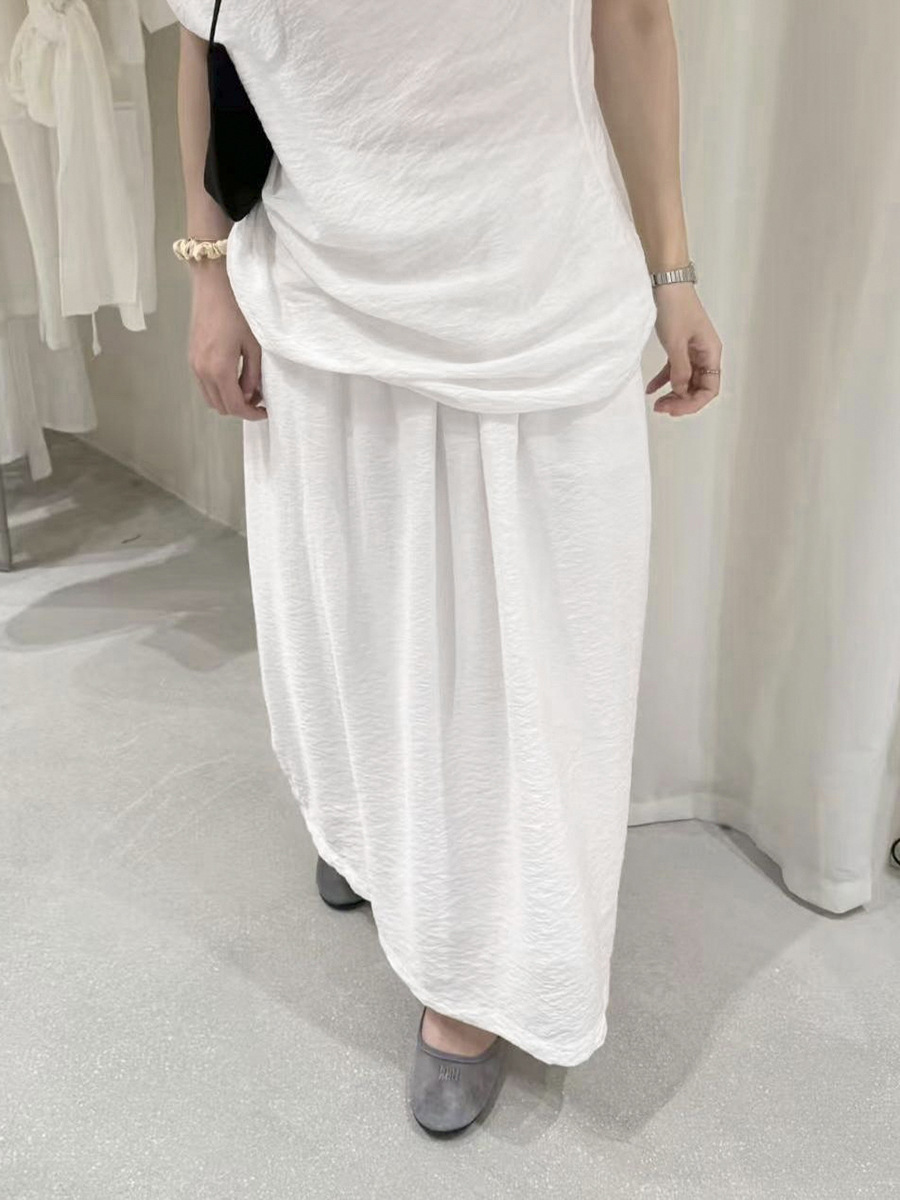 Love and Nancy Thirteen Lines 2026 Summer Korean Style Elastic Pleated Loose Hip-Covering Slimming High-Waisted Skirt 04323