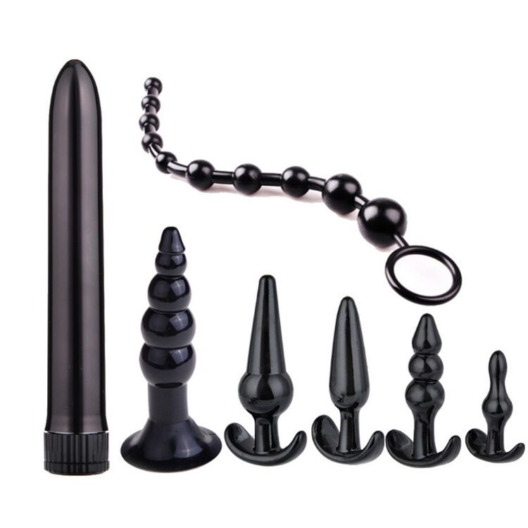 Amazon Sexy SM Backcourt Anal Plug 7-Piece Set Couples Flirting Masturbation Backcourt Bead Happy Appliance
