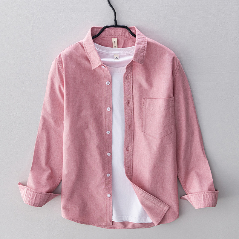 L749 summer casual long sleeve solid color shirt men's simple cotton Oxford shirt men's one-piece hair