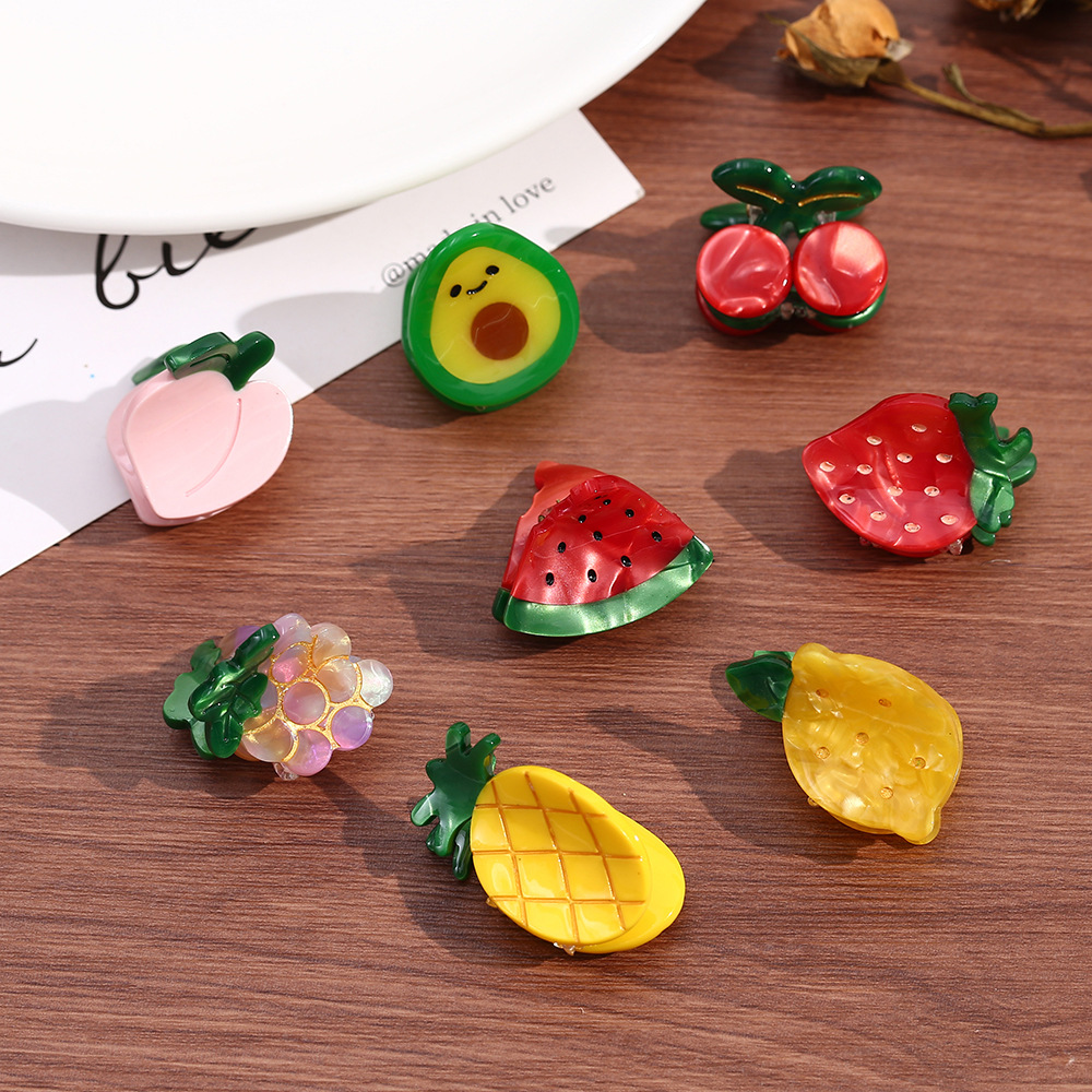 New Fruit Shape Acetic Acid Hair Clip Mini Broken Hair Cute Small Grab Clip Girls small size Children Hair Clip Headwear