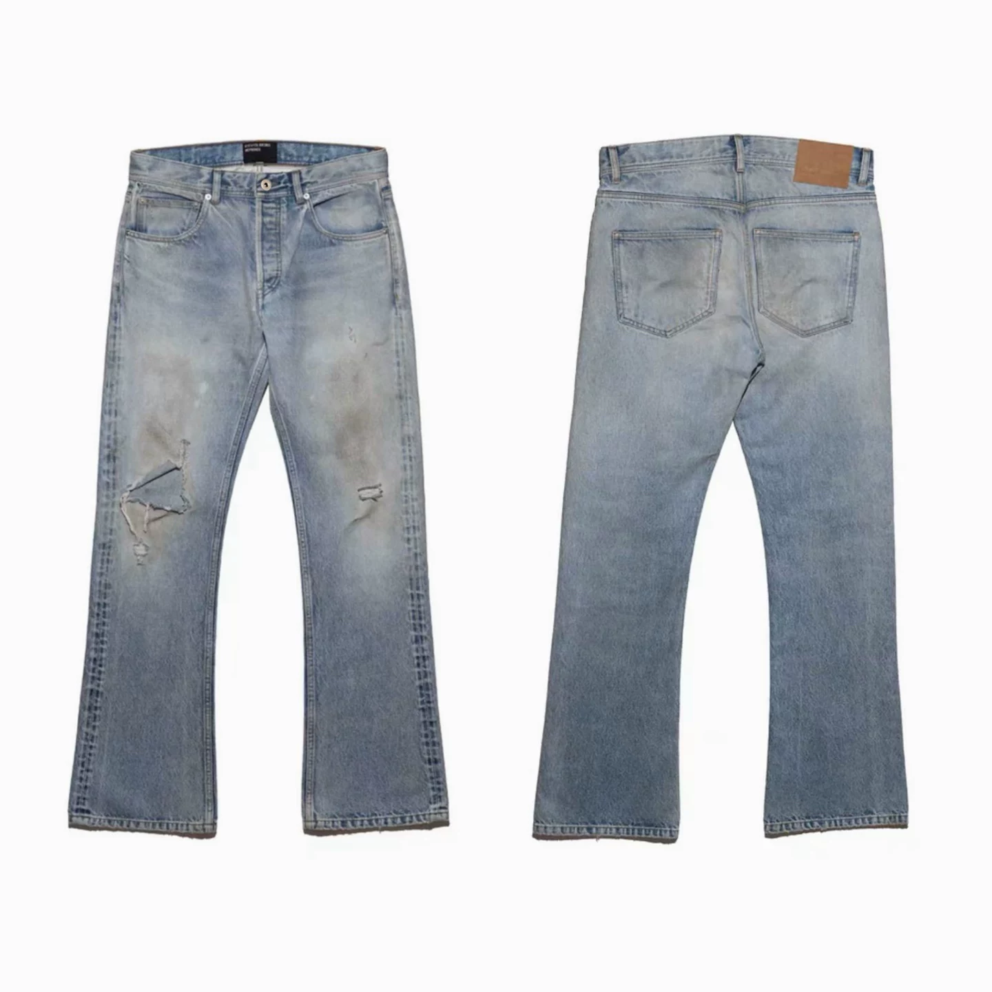 Rich, Depressed Children Erd Micro-Flared Ripped Distressed Painted Denim Jeans Trendy Fotografie QC de pe TAOBAO pe Qualit.ly
